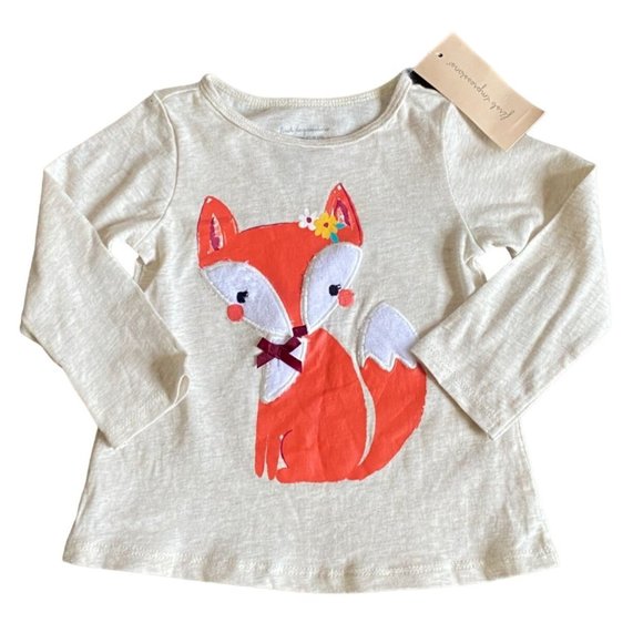 NWT First Impressions Infant 'Pretty Fox' Long Sleeve T-Shirt-Cream-Sz 6-9 M - Picture 1 of 5